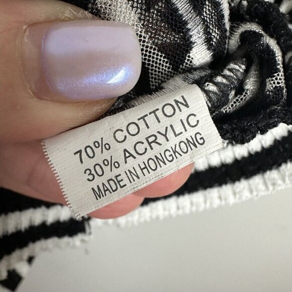 90s Y2K Black White VNeck Elastic Top Semi-sheer Sequin Animal Print Whimsy Goth - Picture 7 of 10